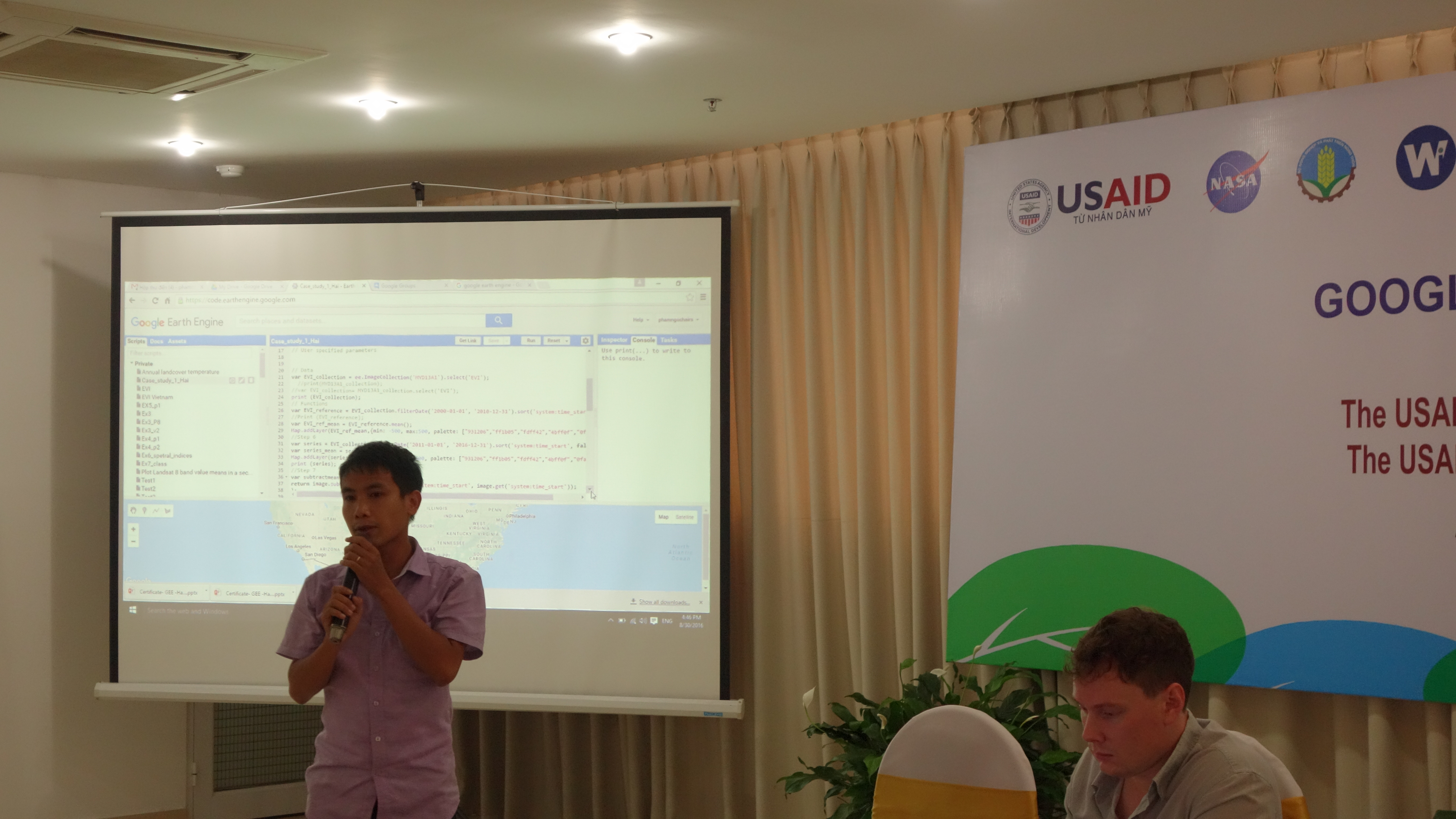 Pham Ngoc Hai during Google Earth Engine training in Hanoi