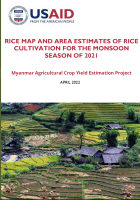 Cover image titled Rice Map and Area Estimates of Rice Cultivation in Myanmar in the Monsoon Season of 2021